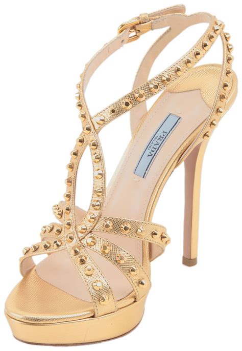 prada gold platform heels|Prada wedge heels.